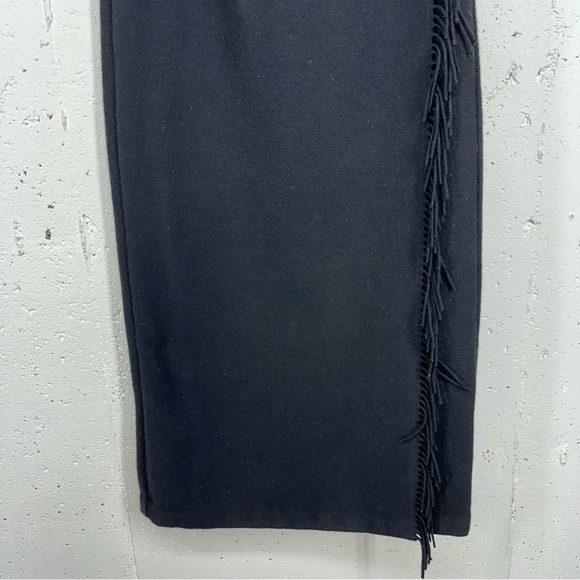 Vintage Woolrich Women’s size 8 Black 100% Wool Fringe Wrap Midi Lined Skirt - Picture 3 of 13
